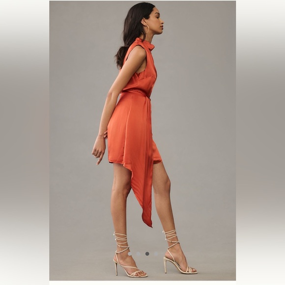 *SOLD* Asymmetrical Silk Cocktail Dress By Anthropologie Sz 6 - Picture 3 of 7